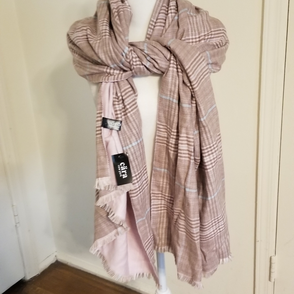 Cara New York Multi Colored Plaid Wrap Scarf NWT
